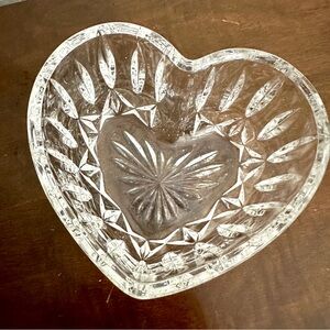 Crystal Heart Shaped Candy / Trinket Dish • Deep Sides